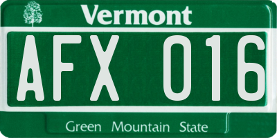 VT license plate AFX016