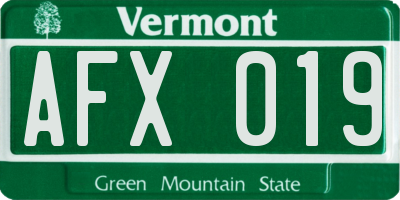 VT license plate AFX019