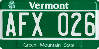 VT license plate AFX026