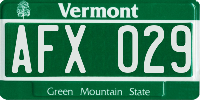 VT license plate AFX029