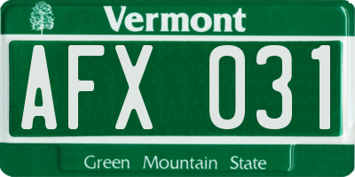 VT license plate AFX031