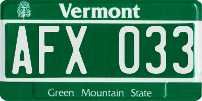 VT license plate AFX033