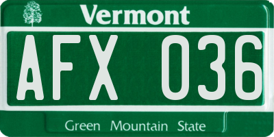 VT license plate AFX036