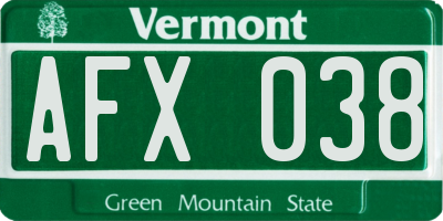 VT license plate AFX038