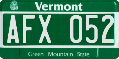 VT license plate AFX052
