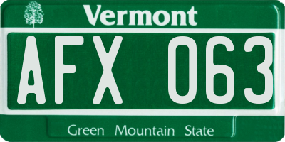 VT license plate AFX063