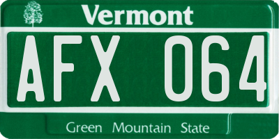 VT license plate AFX064