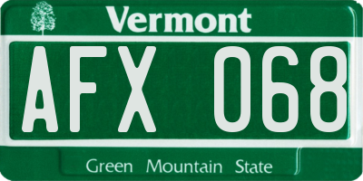 VT license plate AFX068