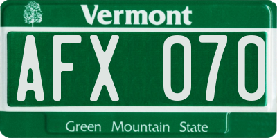 VT license plate AFX070