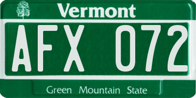 VT license plate AFX072