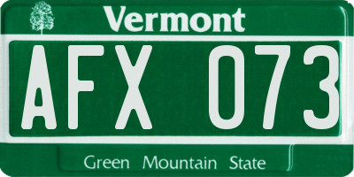 VT license plate AFX073