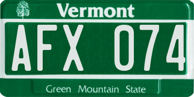 VT license plate AFX074