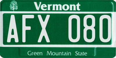 VT license plate AFX080