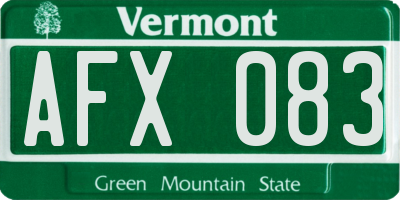 VT license plate AFX083