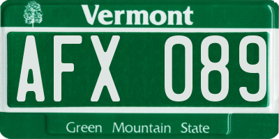 VT license plate AFX089