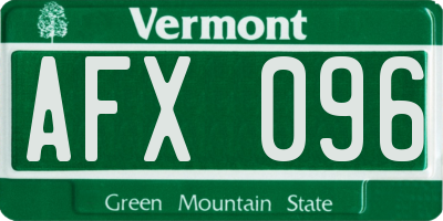 VT license plate AFX096