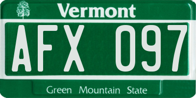 VT license plate AFX097
