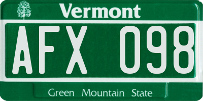 VT license plate AFX098