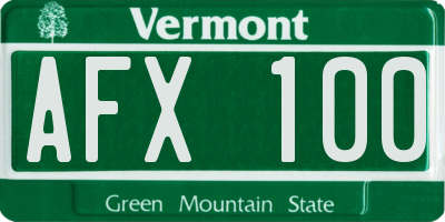 VT license plate AFX100
