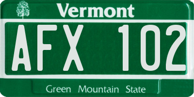 VT license plate AFX102