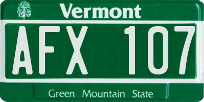 VT license plate AFX107