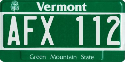 VT license plate AFX112