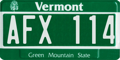 VT license plate AFX114