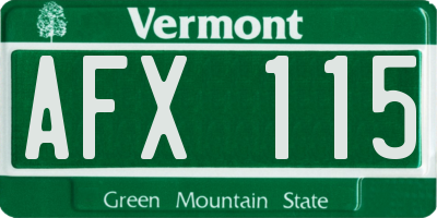 VT license plate AFX115