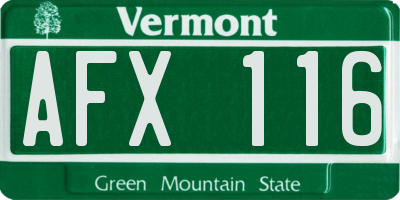VT license plate AFX116