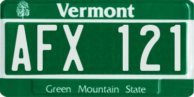 VT license plate AFX121