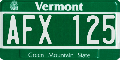 VT license plate AFX125