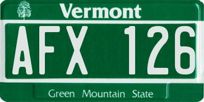 VT license plate AFX126