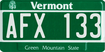 VT license plate AFX133