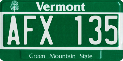 VT license plate AFX135