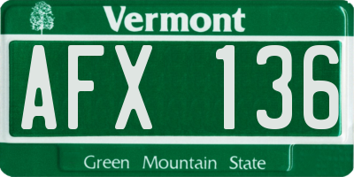 VT license plate AFX136