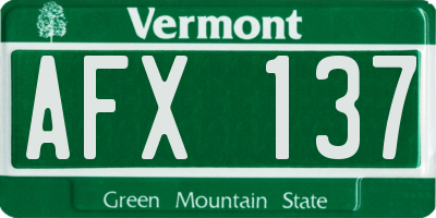 VT license plate AFX137