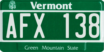 VT license plate AFX138