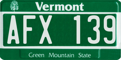 VT license plate AFX139