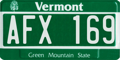 VT license plate AFX169