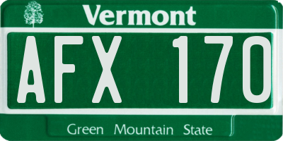 VT license plate AFX170