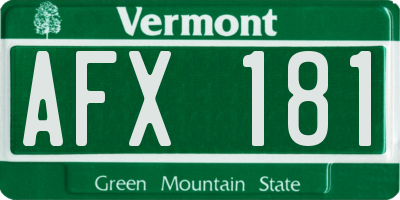 VT license plate AFX181