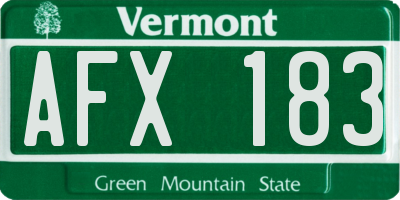 VT license plate AFX183