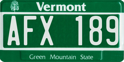VT license plate AFX189