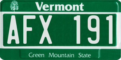 VT license plate AFX191