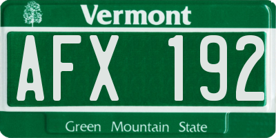 VT license plate AFX192