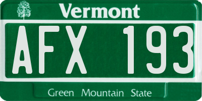 VT license plate AFX193