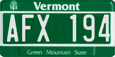 VT license plate AFX194