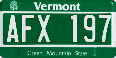 VT license plate AFX197
