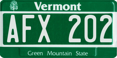 VT license plate AFX202