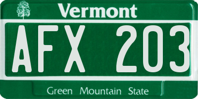 VT license plate AFX203